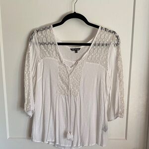 Unique Spectrum White Lace Accent Blouse